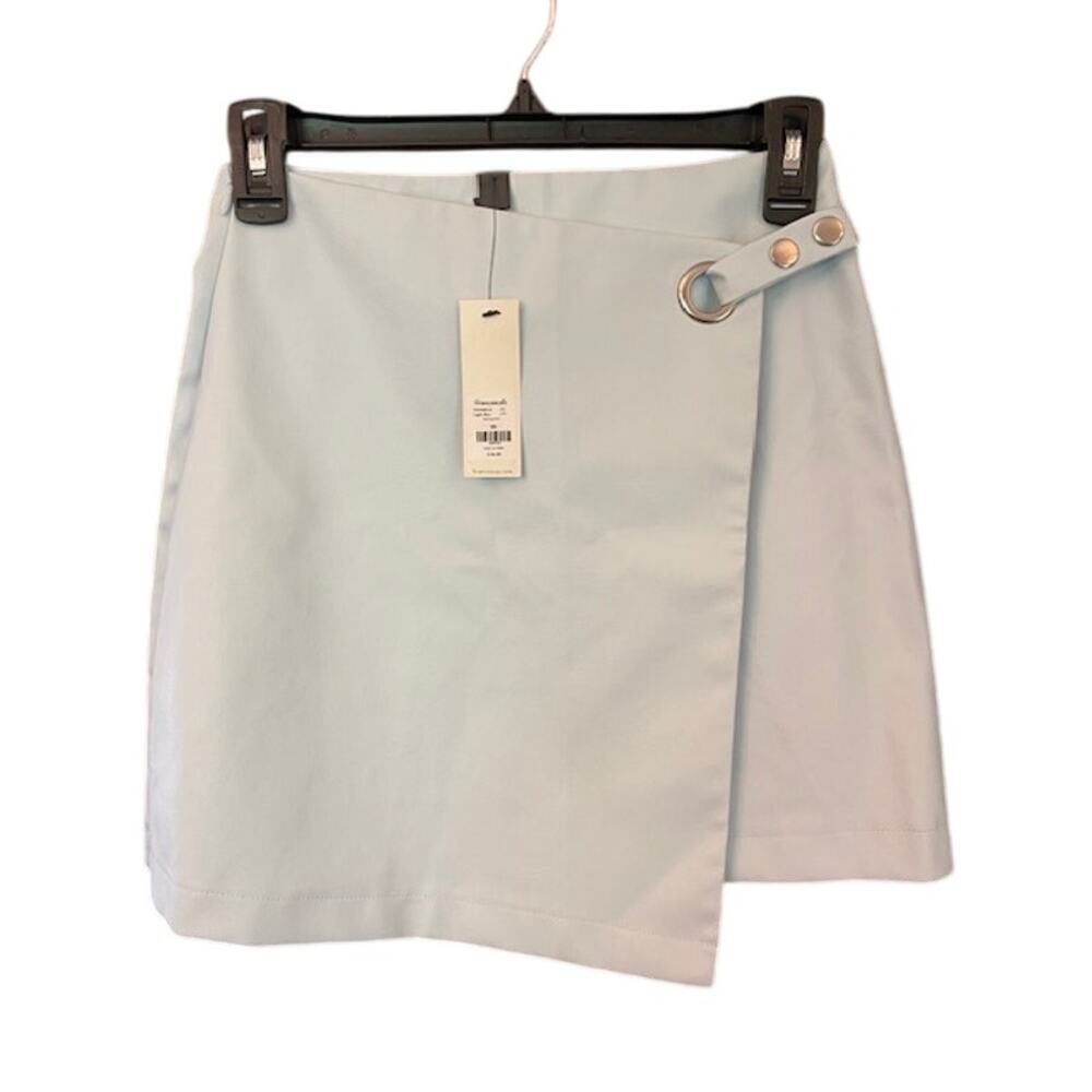 Francesca’s Paige Vegan Leather Light Blue Side Buckle Mini Skirt XS‎
